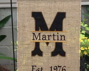 Burlap Garden Flag Monogrammed-Personalized Burlap Yard Flag-Garden Decor-Monogrammed Flag