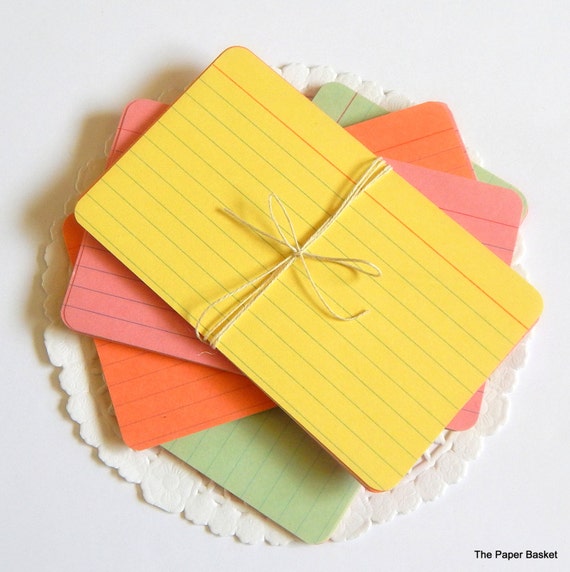 Vintage Multi Color Index Cards. Note Cards. Vintage Ephemera.