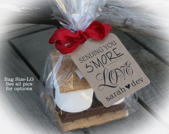 S'More Love favors | 25 - 100 DIY Bags/Favor Tags w/Ribbon-S'Mores Bridal Shower Favors-Days until- 2 bag sizes|Smore's wedding