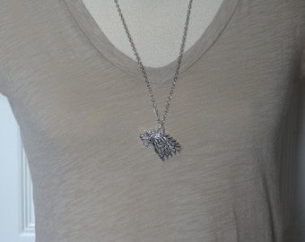 Silver Wolf/Dire Wolf Necklace for Men or Women/Unisex Necklace - Ready to Ship