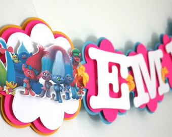 Trolls Birthday Banner - Trolls Party Decorations - Trolls Birthday Themed Party - Trolls Garland