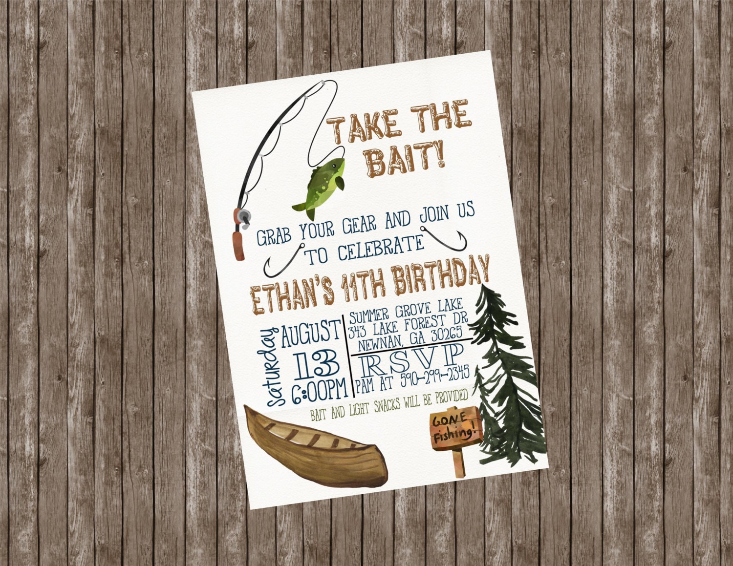 Gone Fishing Birthday Invitation Fishing Birthday Take the