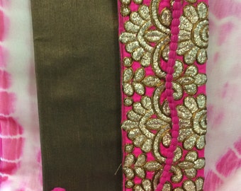 Designer Dupioni Silk Clutch Purses With Designer Border