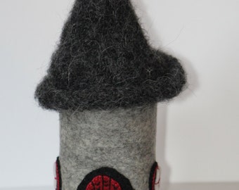 grey fairy house, gnome home