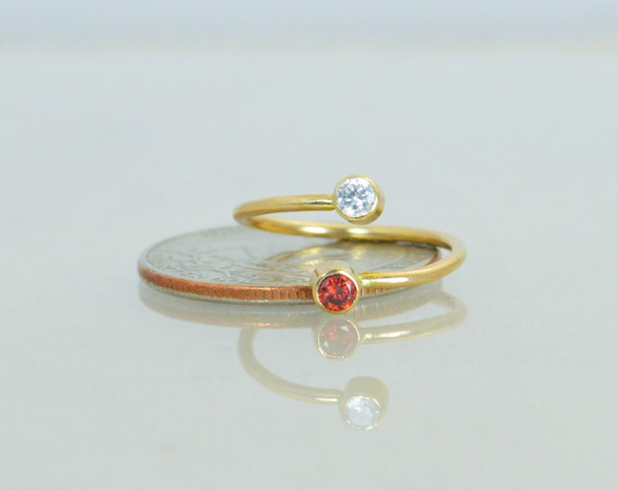Gold Filled Bypass Ring, Bypass Ring, Wrap Ring, Dual Stone Ring, Couples Ring, two stone ring, mothers ring, mothers jewelry, Unique Ring