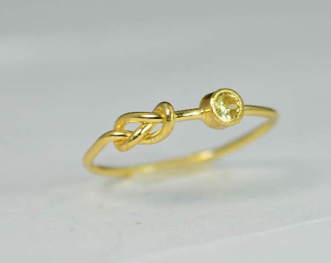 14k Gold Topaz Infinity Ring, 14k Gold Ring, Stackable Rings, Mother's Ring, November Birthstone Ring, Gold Infinity Ring, Gold Knot Ring