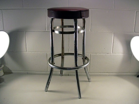 Vintage Kitchen Stool Chrome Bar Stool Art by EclectiquesBoutique