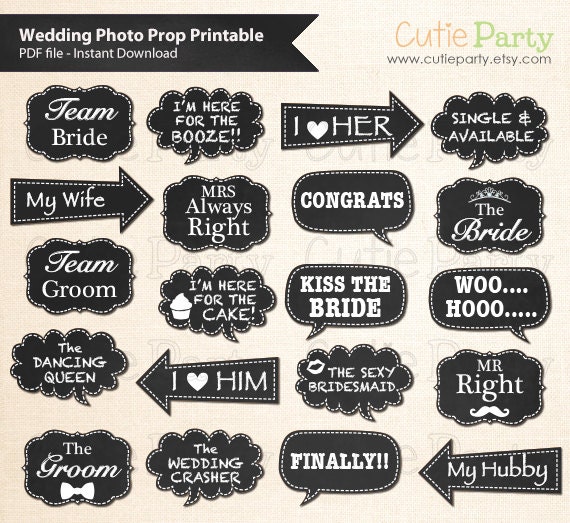 Wedding Photo Booth Prop Chalkboard Wedding Speech Bubble