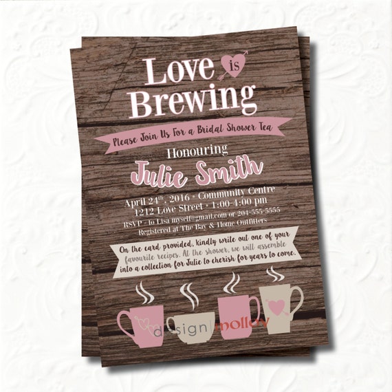 Bridal Shower Tea Invitation Love is Brewing Customized