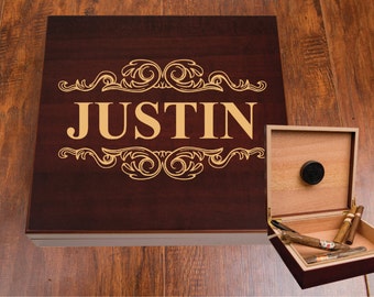 Personalized Cigar Humidor Box for Groomsmen & Best Man Wedding Gift, Unique Wood Engraved Gift Box, Gift Ideas for Men, Custom Engraving