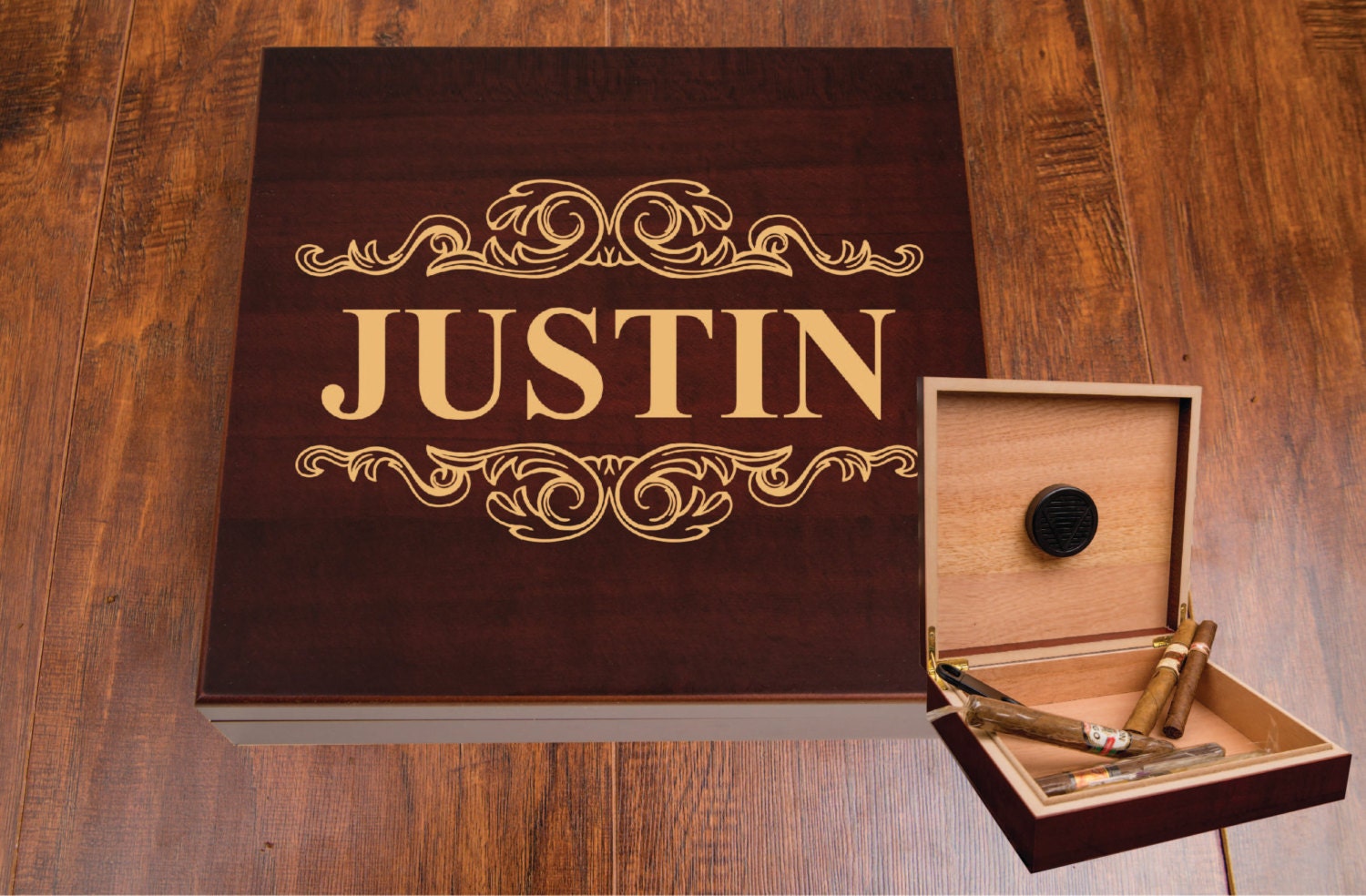 Personalized Cigar Humidor Box for Groomsmen & Best Man Wedding Gift, Unique Wood Engraved Gift