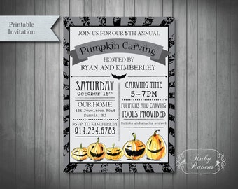Pumpkin Carving Party Invite, Halloween invitation, Halloween birthday party invitation, halloween party invite, pumpkin carving invitation
