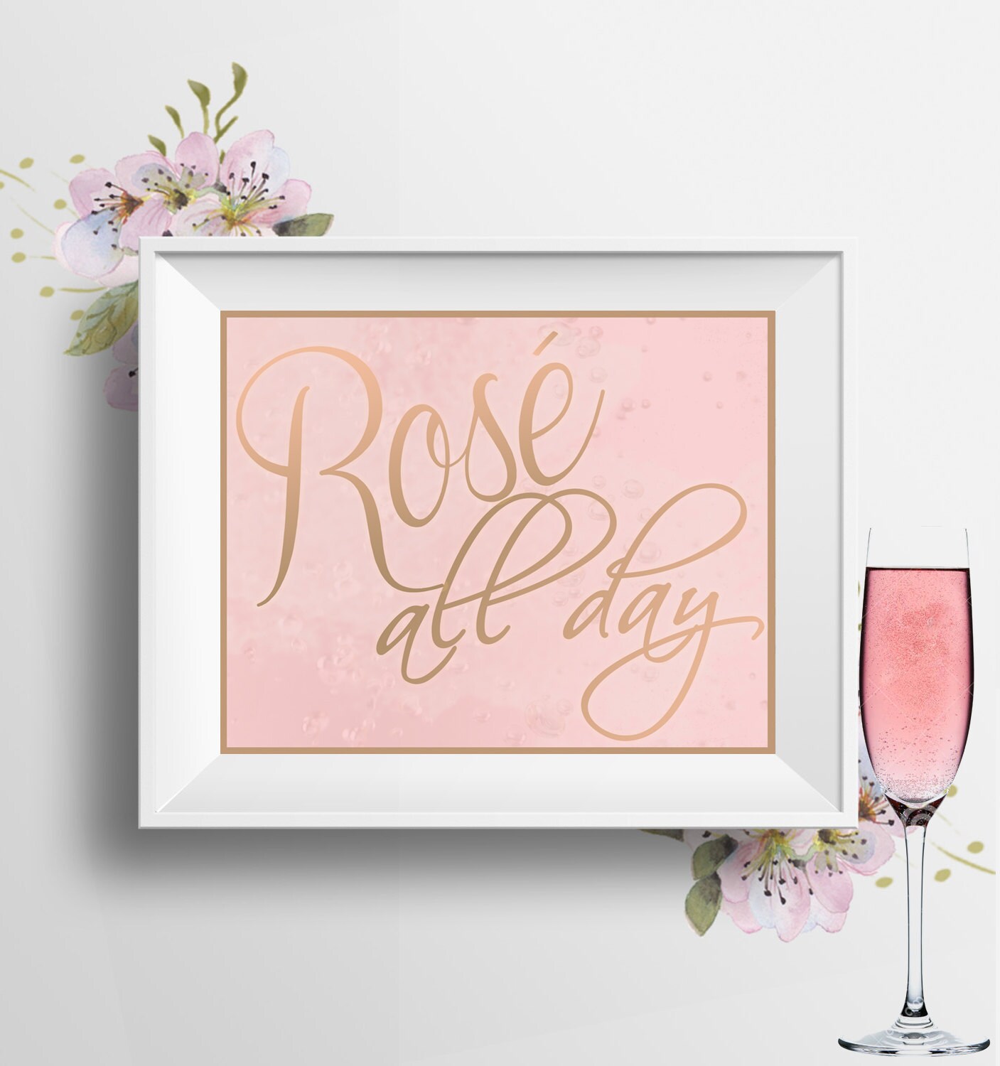 Rosé All Day Bar Sign Instant Download Digital File Champagne Shower, Champagne Bar, Bar Accessories