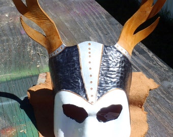 Leather Horned Skeleton King Mask