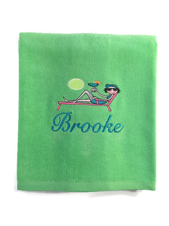 Personalized Beach Towel with Your Name Cute Margarita Girl