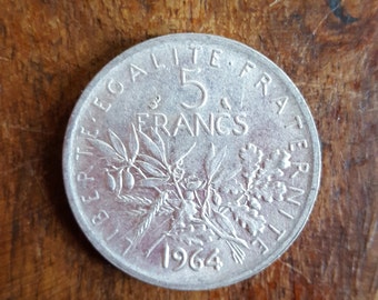 5 French Francs Silver Coin 1964