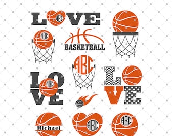 Basketball SVG Cut Files, Basketball Love SVG, Basketball Ball SVG, Basketball Monogram svg cut files for Cricut and Silhouette, svg files