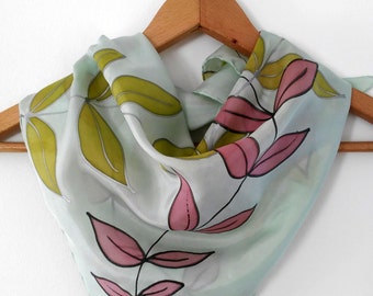 Unique hand painted square silk scarf , Neck silk scarf - AnaSilkDesign