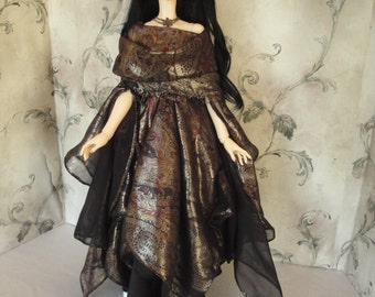 Dark Court: Shadow Maiden Elven/Fairy Gown for Super Dollfie Delf Feeple 60 and similar sized BJD
