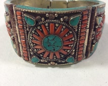Coral Turquoise Beetle Cuff main image 0