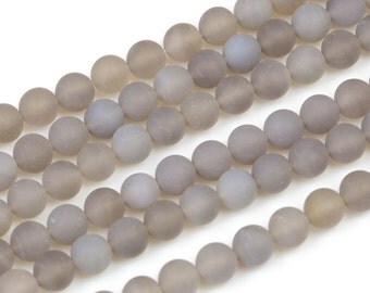 Gorgeous Gray Agate, High Quality in Matt Round- 4mm, 6mm, 8mm, 10mm, 12mm