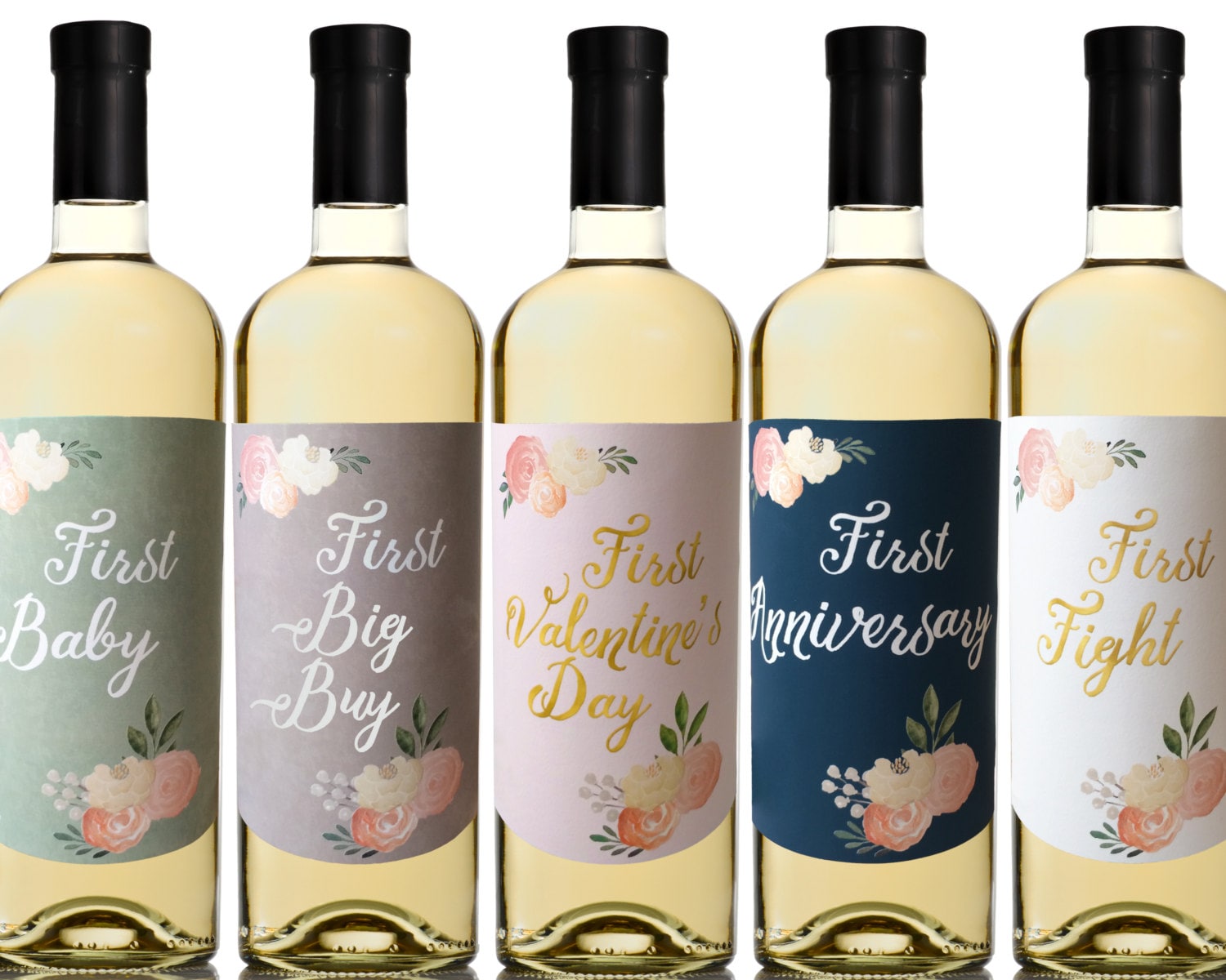 5 Marriage Milestone Wine Labels   Wedding Wine Firsts