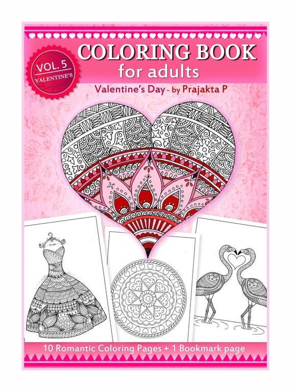Items similar to Adult coloring book for Valentines day, Zentangle ...