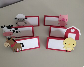 12 Farm Animal Place Cards / Farm Animal Food Table Card, Farm Party Decor / Farm Birthday Party, Farm Baby Shower / Barn Party Decor
