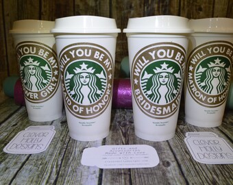 Will You Be My Bridesmaid? Proposal - Personalized Cup • Mug • Tumbler with Name (Reusable Starbucks Cup) Bridesmaid proposal gift idea