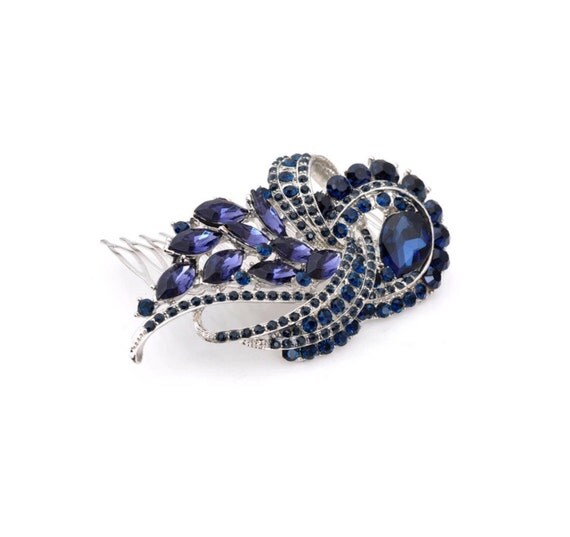 Navy blue Wedding Hair Accessories Bridal Rhinestone Crystal