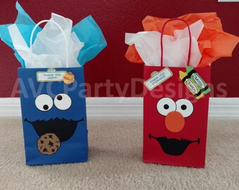 Sesame street, Elmo, Cookie monster, Abby Cadabby,Grover,Ernie Birthday Party Favor Bags