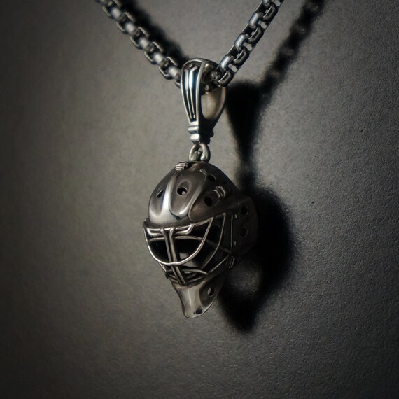 GOALIE MASK charm pendant ice hockey sterling silver