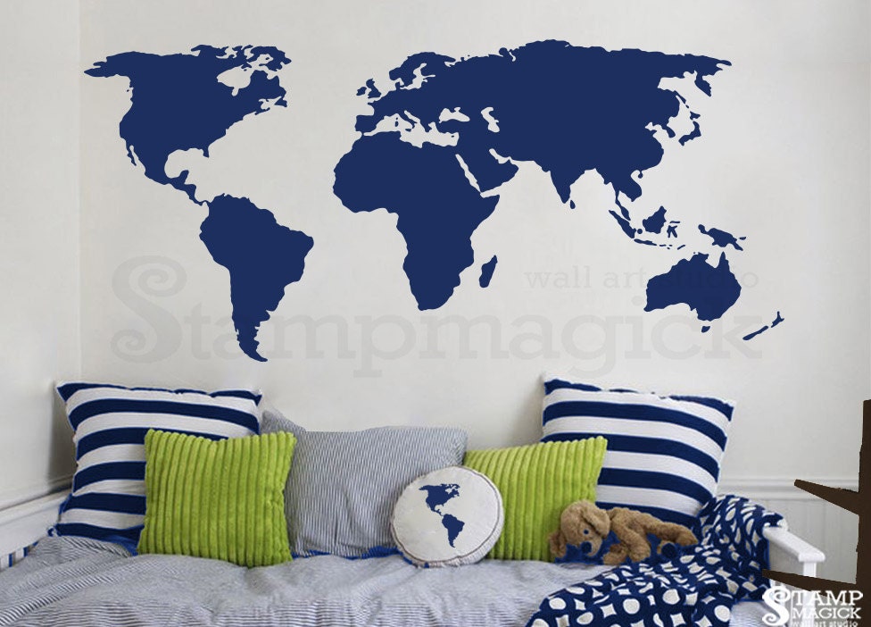 World Map Wall Decal World Map Decal Vinyl Wall By Stampmagick