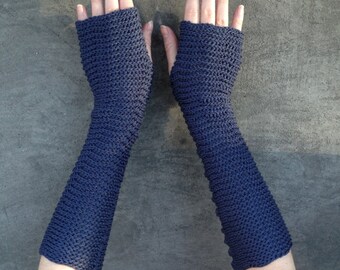 Fingerless Gloves Late Navy Blue Arm Warmers Mittens Merino Indigo Dusty Blue Wrist Warmers Mitaines Bleu Arm Stulpen
