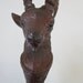 Goat Head, Vintage Resin Decorative Wand Cane Handle, Mythological Satyr Brown Horns, Floral Tyrolean Style Relief Design Conversation Piece