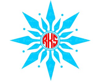Snowflake Monogram SVG, Snowflake Svg, Winter SVG, Christmas SVG, Silhouette Cut Files, Cricut Cut Files