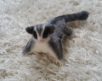 Needle felted animal - Felted Sugar Glider - Flying Squirrel - Funny and cute animal - Home decor - Luxury toy