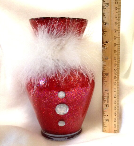 small red glass vase with white overlay