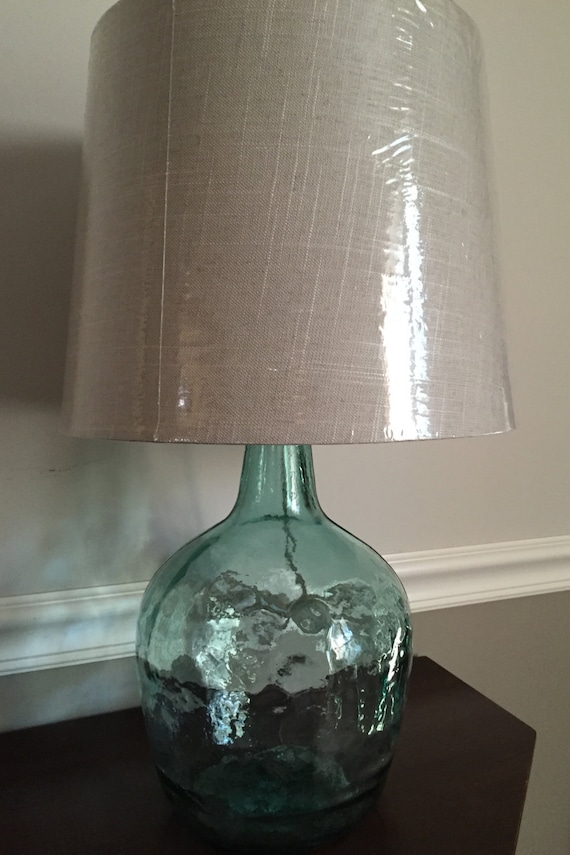 Aqua Glass Demijohn Table Lamp by LindasLightOfMine on Etsy