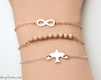 Dove Bracelet / Sterling Silver, Gold, Rose Gold / Delicate Bracelet / Layering Bracelet