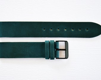 Green watch strap, Leather watch strap, 20mm watch strap, Watch band, 20mm Watch band, Leather watch band, Watch straps, Watch bands
