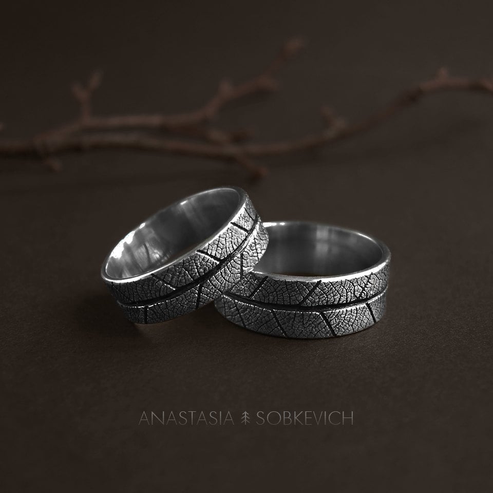 sterling silver leaf ring wedding bands elvish engagement ring leaf imprint forest wedding rustic wedding ring woodland ringmens ring - Elvish Wedding Rings sterling silver leaf ring wedding bands elvish engagement ring leaf imprint forest wedding rustic wedding ring woodland ringmens ring - Elvish Wedding Rings
