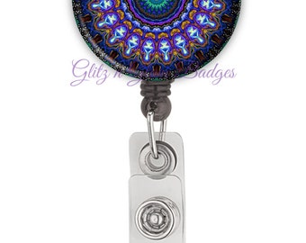 Mandala Retractable ID Badge Holder Reel, Mandala Badge Holder, Mandala Badge Reel, Nurse Badge Tag Badge Reel - GG2113