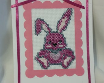 Items similar to GIRL AND BUNNY - Completed Cross Stitch - Easter ...