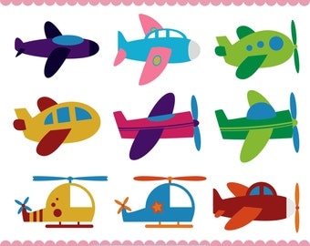 Plane Clipart, Airplane Clipart, Plane PNG, Helicopter Clipart, Baby Airplane Clipart, Transport Clipart, Instant Download