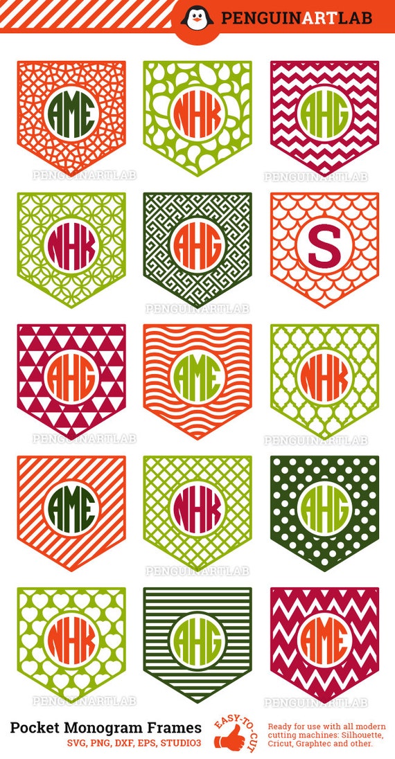 Download Shirt Pocket Monogram Frames SVG Cut Files for Electronic