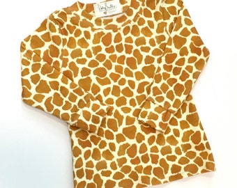 Giraffe Shirt - Organic Toddler Giraffe Print Shirt. Great Toddler Girl Halloween Costume. Giraffe Print Toddler Shirt. Safari Shirt.