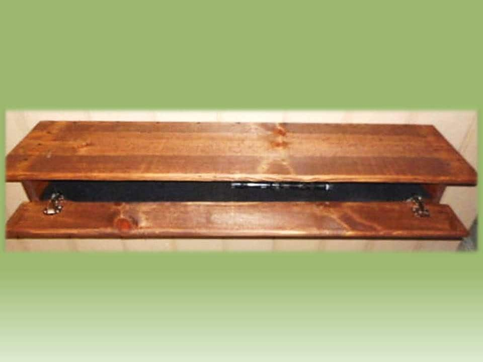 Wood Fireplace Mantle Wall Shelf Hidden Compartment Gun 