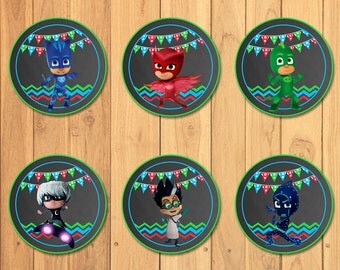 Pj Masks Cupcake Toppers Chalkboard * Pj Masks Stickers * Pj Masks Printables * Pj Masks Birthday * Pj Masks Party Favors
