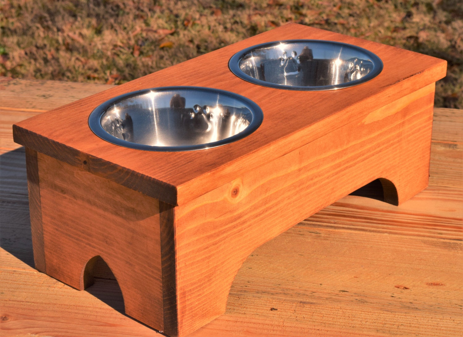 Elevated Dog Bowl Stand Raised Dog Feeder Medium by BlueLineGarage